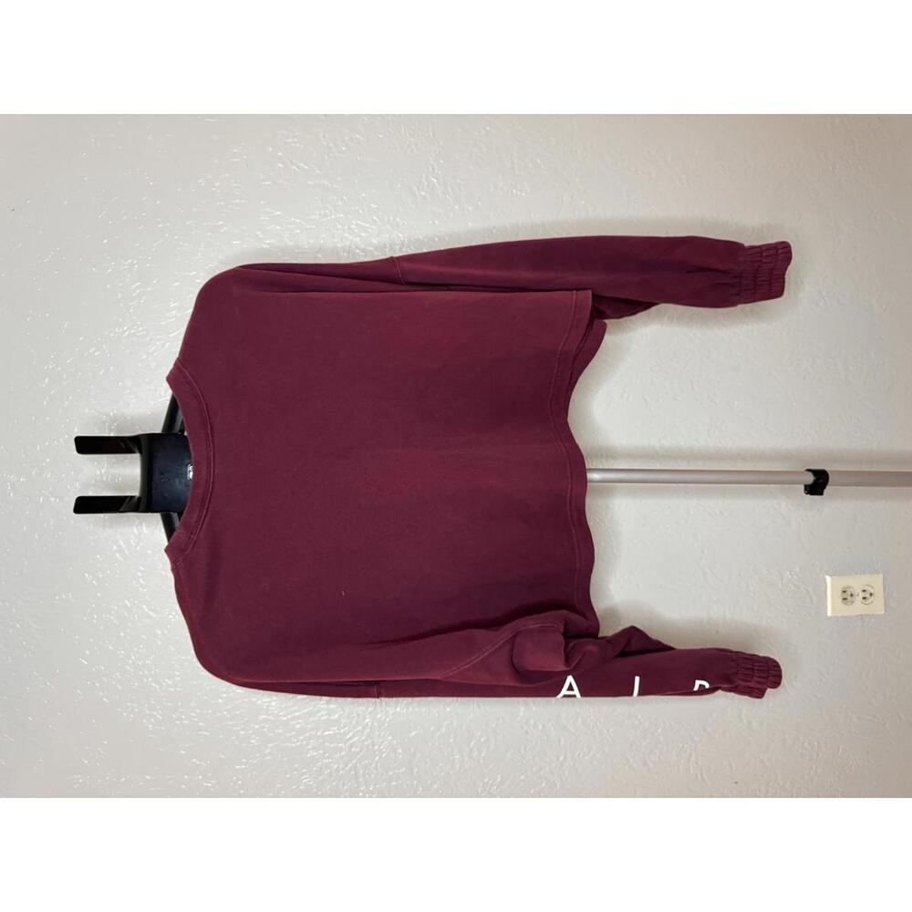 Nike Women's Cropped Crew Sweatshirt - Burgundy with White Logo - Picture 5 of 6